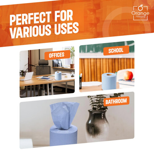 Orange Supplies Eco Blue Rolls Centrefeed 2 Ply Embossed Blue Roll - 2