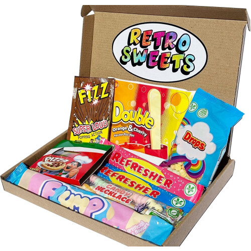Retro Sweets Gift Box. Packed with Sweet. Hamper Letterbox Gift for 1
