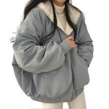 (2XL, Blue) Women's Winter Loose Jacket Soft Polyester Material Apricot/blue Jacket For Women Winter Daily Wear