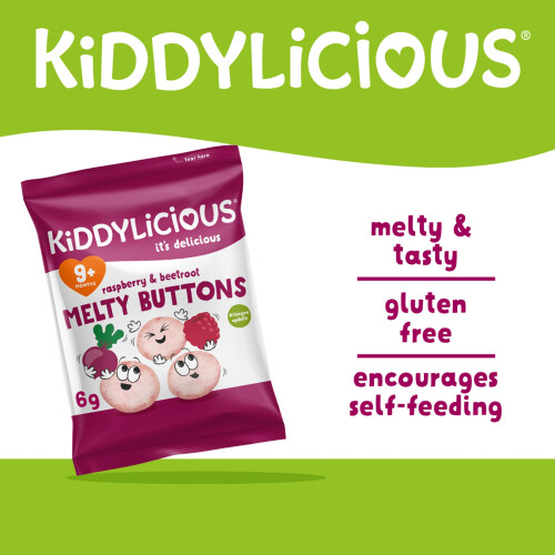 Kiddylicious Raspberry & Beetroot Melty Buttons - Delicious Snacks 1