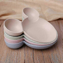 4pcs, Mickey Wheat Bowl Straw Cutlery Minnie Bowl Gift Funny Dinner Plate Fruit Bowl for Restaurant Use