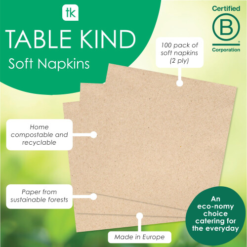 Table Kind | 100 Bulk Pack Soft Recycled Paper Napkins, Brown 2