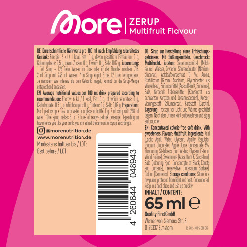 More Zerup Zero Calorie Syrup ao with Real Fruit Extracts Multifruit 6 2