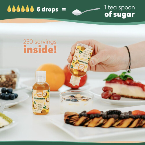 Monk Fruit Sweetener Drops 75ml, 250 Servings, 15x Sweeter Than Sugar 2