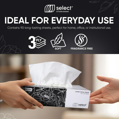 Select Luxury Ultra Soft Facial Tissues 48 Boxes  3 Ply 4320 Sheets So 1
