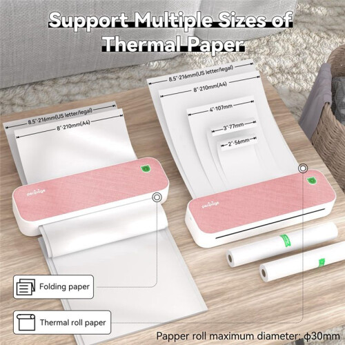 Peripage A4 Thermal Portable Printer Wireless  Inkless Printing for Documents,Photos,Tattoo Paper