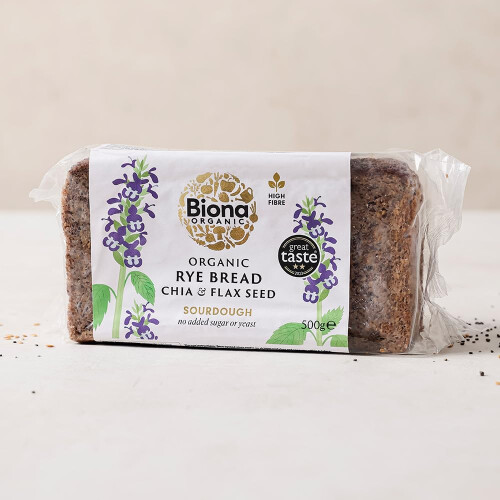 Biona Rye Chia and Flax Bread Organic 500g (Pack of 2