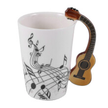 Creative Ceramic Guitar Handle Coffee Mug - Unique Feng Shui Design for Home Office