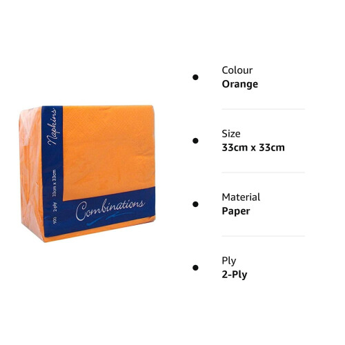 Orange Napkins Combinations 2ply 100 Pieces for 2