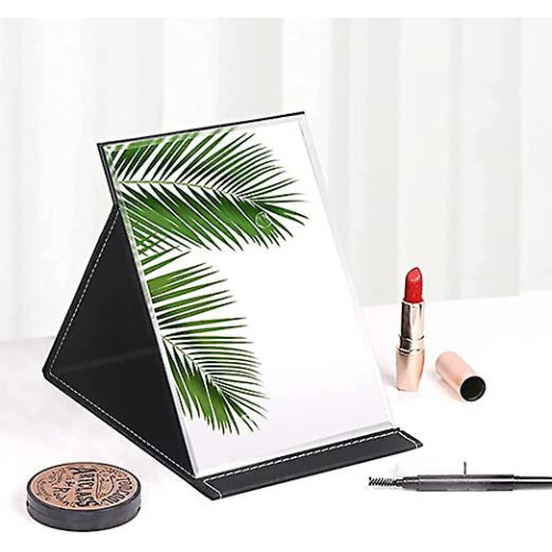 1pc PU Leather Foldable Travel Makeup Mirror - Tabletop Beauty Mirror, 25.5x18cm 2