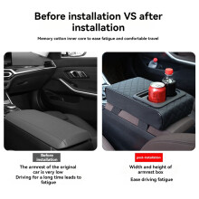 Auto Center Console Armrest Pillow with Cup Holder Memory Foam Car Armrest Cushion Phone Holder Storage Bag for Most Car