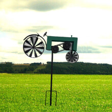 Garden Stake,Farm Tractor,Turning Wheels, Vintage Finish,Tractor Wind Spinner,Tractor Yard Stake Cart Green