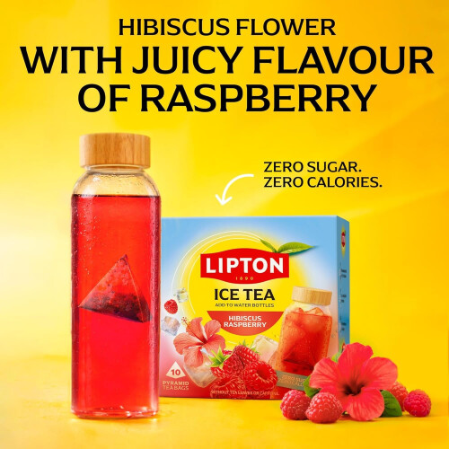 Lipton Ice Tea, Hibiscus Raspberry, 10 pyramid tea bags, Zero 2