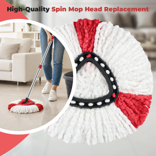 PIMEKOY Spin Mop Head Replacement, Base, Handle Compatible with 2