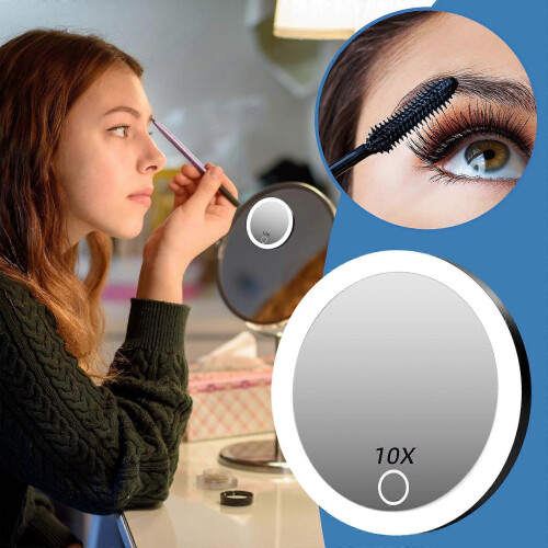 BK30 Rechargeable Touch Control Magnifying Mirror with Suction Cup, Portable Vanity Makeup Tool 1