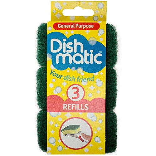 Dishmatic 9 x Mixed Sponge Scourer Replacement Refill Head (3 Non 1