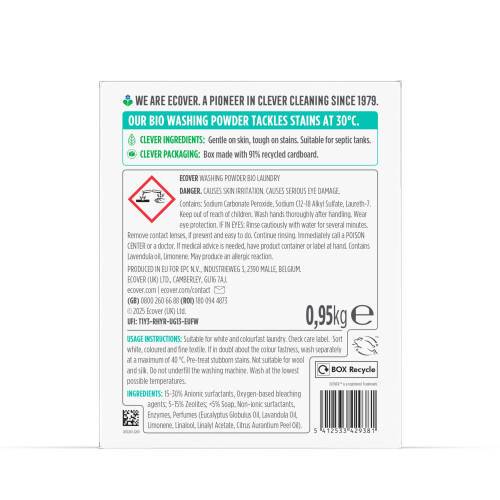 Ecover Ecover Bio Laundry Detergent Powder, Laundry Washing Detergent, Fresh 1