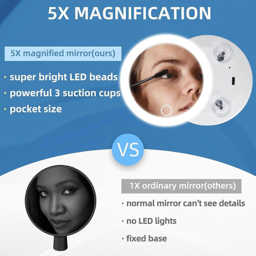 BK10 Rechargeable Touch Control Magnifying Mirror with Suction Cup, Portable Vanity Makeup Tool 1