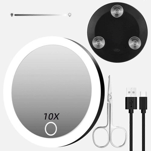 BK10 Rechargeable Touch Control Magnifying Mirror with Suction Cup, Portable Vanity Makeup Tool 2