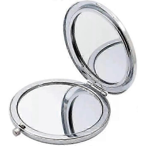 Silver Magnifying Compact Mirror for Purses, Folding Mini Double Sided Travel Makeup Mirror 1