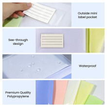 11Hole Binder Pockets, A4 Document File Folders,Transparent, Waterproof, Large-Capacity Storage Bag,Workplace School Use