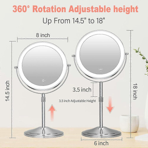 Lighted Makeup Mirror 10X Magnification, 3 Color Adjustable Lights 1