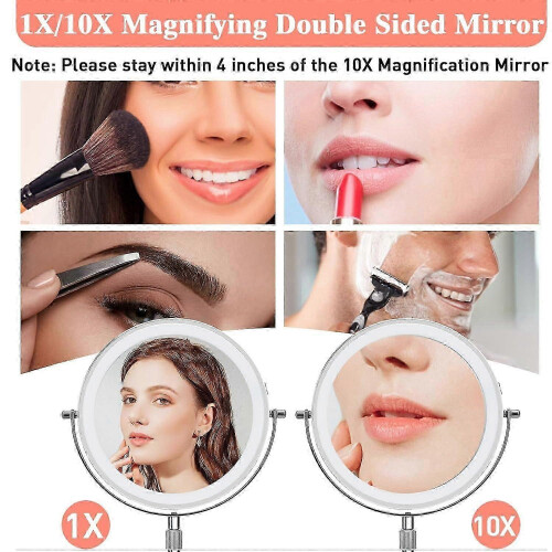 Lighted Makeup Mirror 10X Magnification, 3 Color Adjustable Lights 2