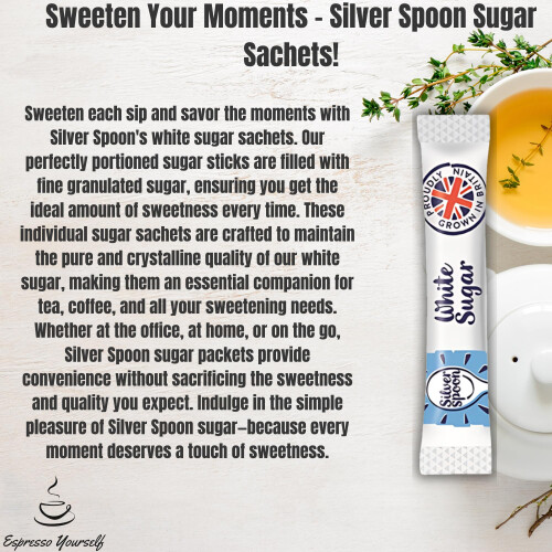 150 White Sugar Sticks – Granulated Individual Packets for Tea & 2