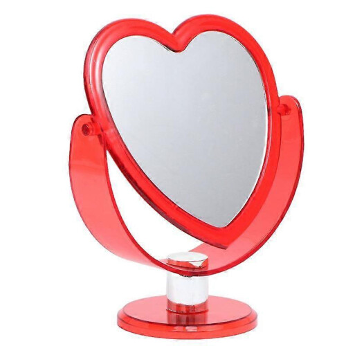 Double Sided Desktop Makeup Mirror for Home Bedroom, Red 1
