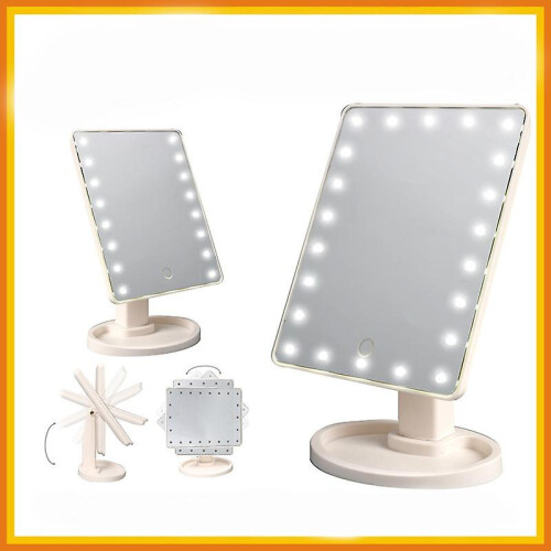 22 LED Touch Screen Tabletop Mirror, 360 Rotation Travel Makeup Mirror 2