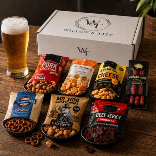 Pub Snacks Hamper for Men – Beer Snacks Gift Set with Pork Crackling, 2