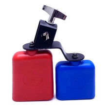 Jam Block Musical Percussion Instrument Latin Drum Instrument Dual Mounted Bell for Percussion Musical (Red-)