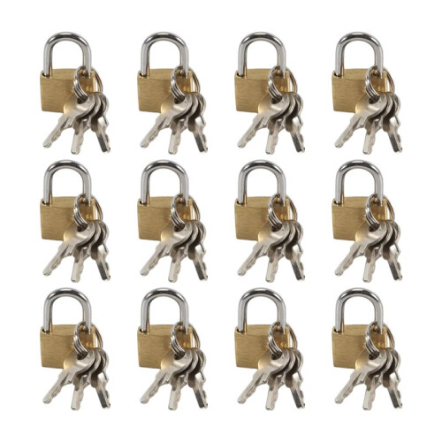 12 Pack  Padlock Small Padlock Solid Brass Locks with 3 Key for Luggage Lock,Backpack,Gym Locker Lock,Suitcase Lock