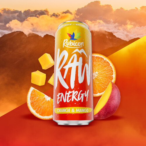 Rubicon Rubicon RAW 24 Pack Orange & Mango 500ml Energy Drink, 20% Real Fruit 2