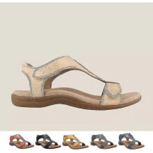 (37, Beige) Women's Comfortable Orthopedic Sandals, Sursell Orthopedic Sandals, Flat Beach Casual Sandals_d