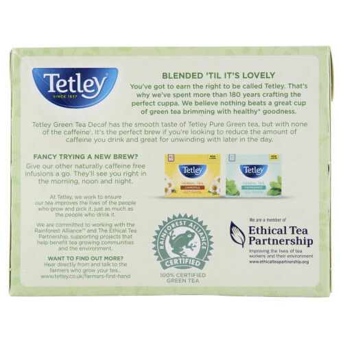Tetley Decaf Green Tea Bags - Same Great Taste, No Caffeine - Smooth 1