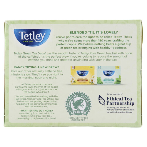 Tetley Decaf Green Tea Bags - Same Great Taste, No Caffeine - Smooth 2