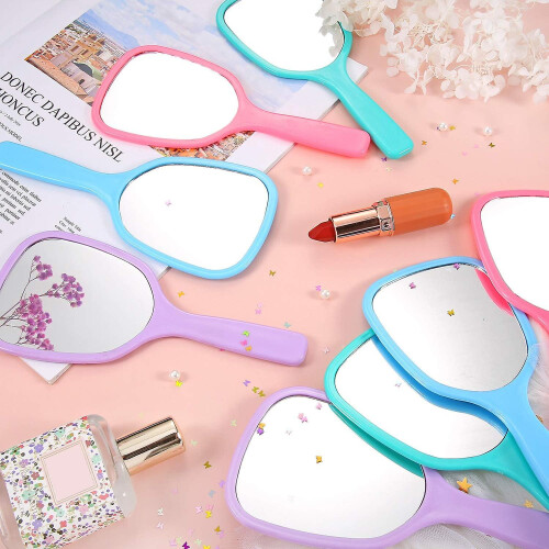 Handheld Compact Travel Makeup Mirror with Handle, Portable Personal Cosmetic Mirror Bulk Set 1