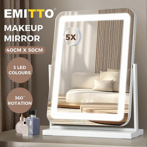 Emitto Hollywood Vanity Makeup Mirror with Lights, 360 Rotation Tabletop 1