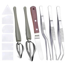 12 Pcs Chef Plating Tools Plating Drizzle Spoons Cooking Tweezers Culinary Stainless Stee and Kitchen Art DIY