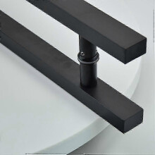 Matte Black Stainless Steel and Glass / Wooden Door Handle