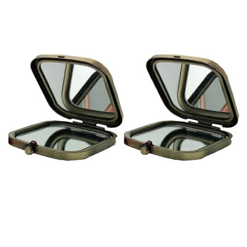 Dark Brown 7x6cm Double Sided Foldable Makeup Mirror – Compact HD Travel Essential 1