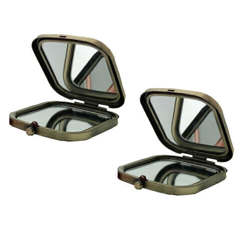 Dark Brown 7x6cm Double Sided Foldable Makeup Mirror – Compact HD Travel Essential 2