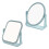 Blue 19x15cm Square Double-Sided Rotatable Portable Desktop Makeup Mirrors, 2Pcs 2
