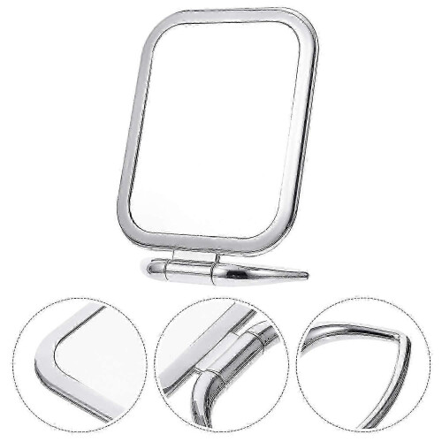 Silberner, doppelseitiger Vergrößerungs-Schminkspiegel mit Ständer 2