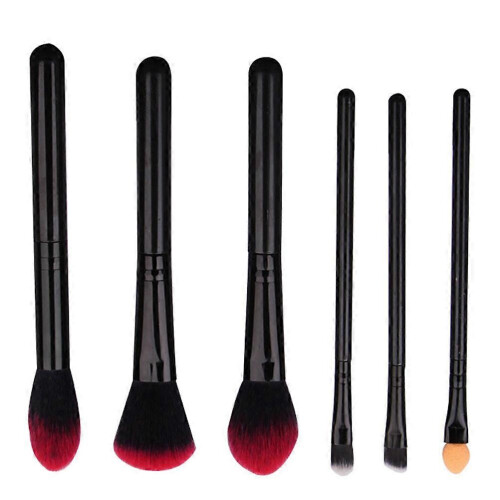 Black 18x3.5x3.5cm Soft Makeup Brush Set 6Pcs Lightweight Plastic 1