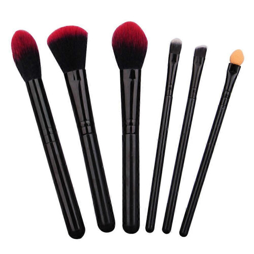 Black 18x3.5x3.5cm Soft Makeup Brush Set 6Pcs Lightweight Plastic 2