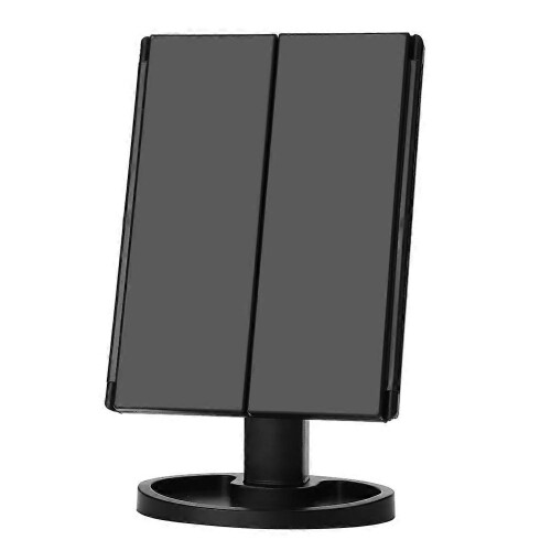 Tri-Fold 22 LED 360 Rotating USB Makeup Mirror, Touch Screen Black 1
