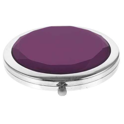 Purple 7x7x1cm Compact Foldable Travel Mirror with Magnifying & Regular Reflection 2