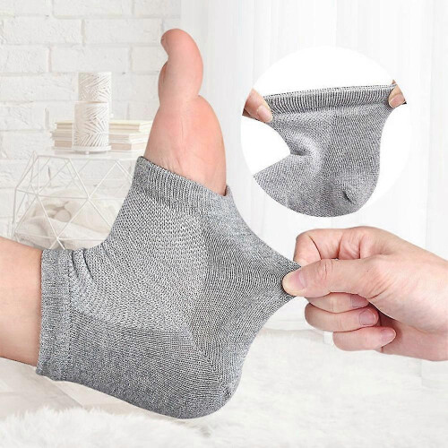 Multicolor Blue 1 Pair Gel Heel Crack Socks Half Cut Mesh Breathable Cotton 2